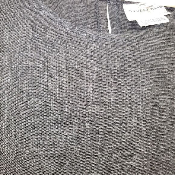 Vintage Women's Black Linen Sleeveless Lagenlook Sheath Dress Size 12 - Picture 3 of 11